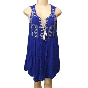Entro Sleeveless Dress Small Royal Blue Rayon Polyester